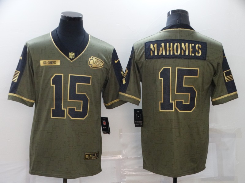 2021 Men Kansas City Chiefs #15 Patrick Mahomes Nike Olive Salute To Service Limited NFL jersey->milwaukee bucks->NBA Jersey